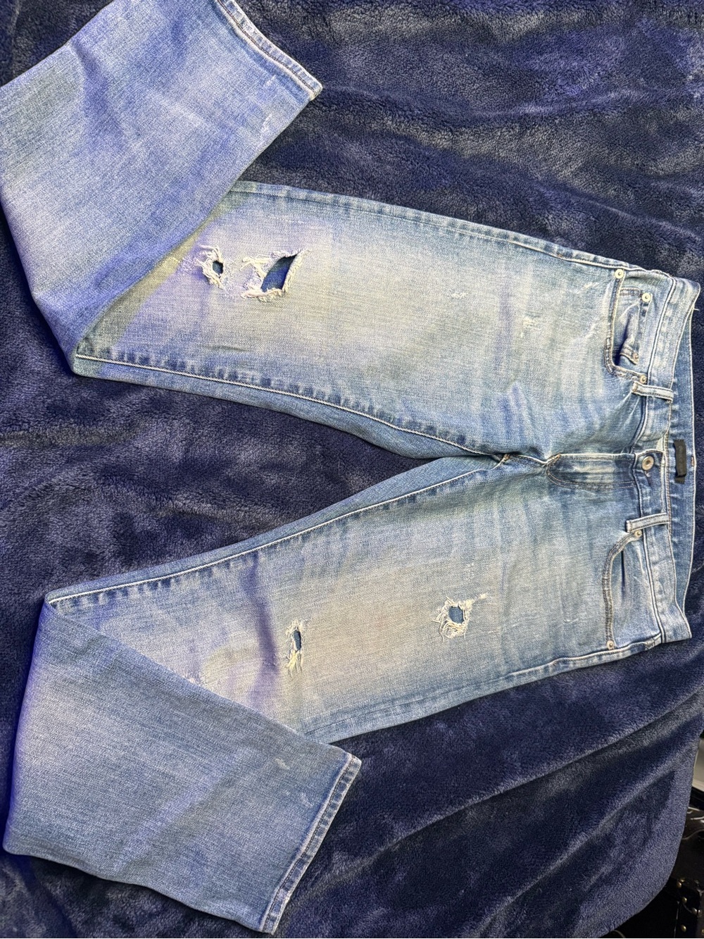 Uniqlo Light Blue Distressed Bootcut Jeans